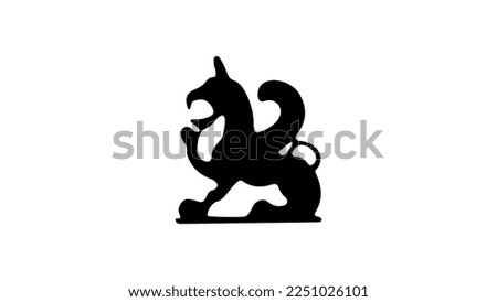 ancient greek griffin silhouette with lion body, high quality vector