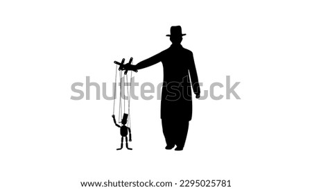 puppeteer holding a puppet, high quality vector