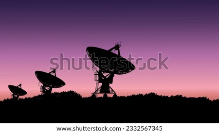Satellite dish sky sunset, high quality vector
