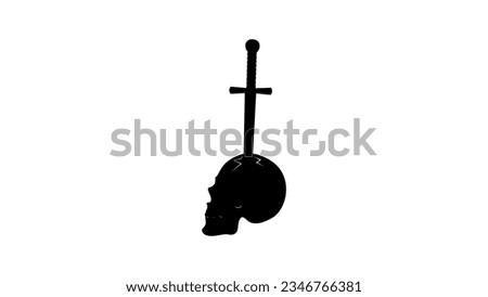 stabbed skull by a sword, high quality vector