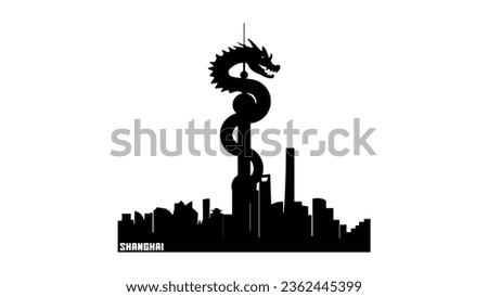 Shanghai city silhouette, high quality vector