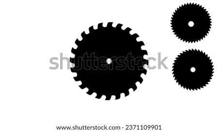 Circular Saw disc, set, black vector silhouette 24 tooth