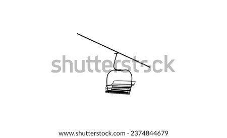 Ski lift icon, black isolated silhouette