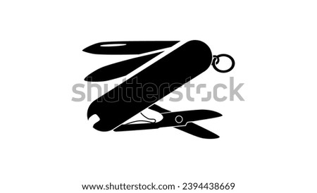 Swiss Army knife, black isolated silhouette