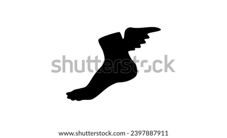 Hermes foot, black isolated silhouette