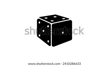 game dice, black isolated silhouette