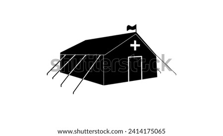 Military medical tent , black isolated silhouette