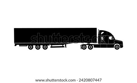 truck profile, black isolated silhouette