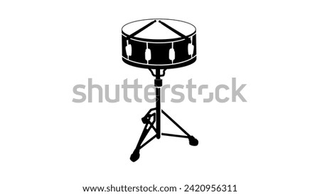 snare drum, black isolated silhouette