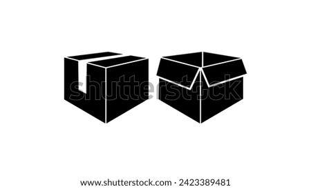 delivery paper box sign, black isolated silhouette