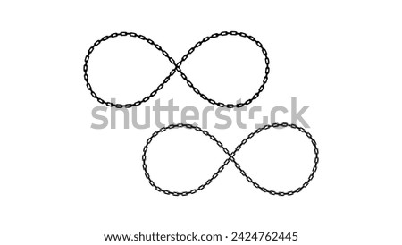chain infinity sign, black isolated silhouette