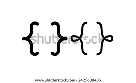 Curly braces punctuation mark, black isolated silhouette