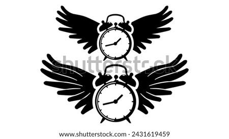 time flies emblem, black isolated silhouette