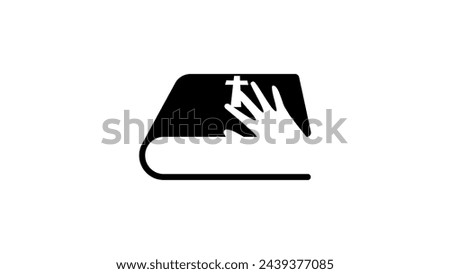 oath on bible emblem, hand on book, black isolated silhouette