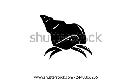 Hermit crab, black isolated silhouette