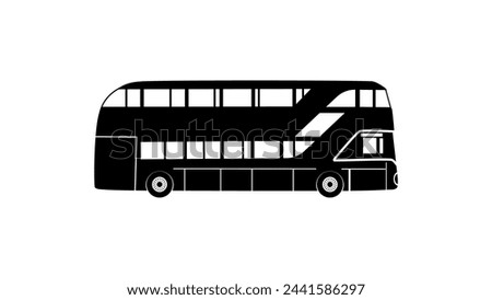 Double decker bus, black isolated silhouette