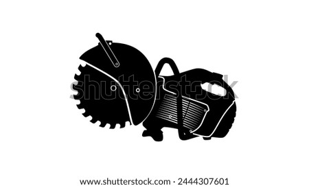 Concrete Saw emblem, black isolated silhouette