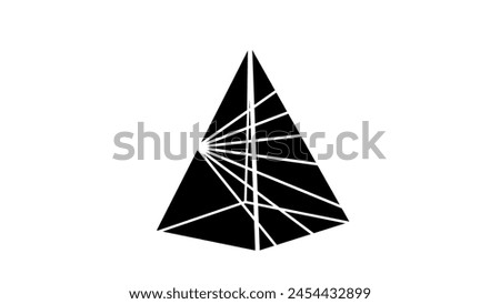 Dispersion of light by prism, black isolated silhouette