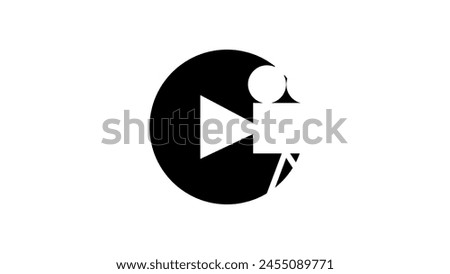 video maker emblem, Black isolated silhouette