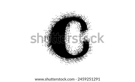 letter C with Spray Paint Drips, black isolated silhouette