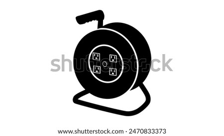 cable reel, black isolated silhouette