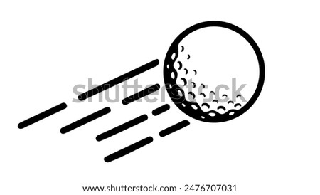 flying golf ball, black isolated silhouette