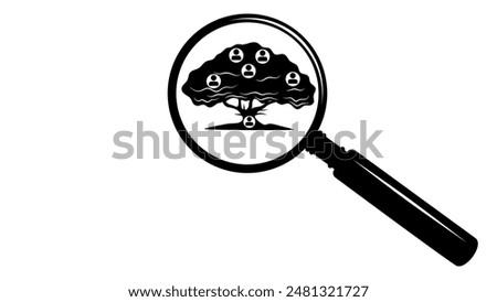 Genealogy Search, black isolated silhouette