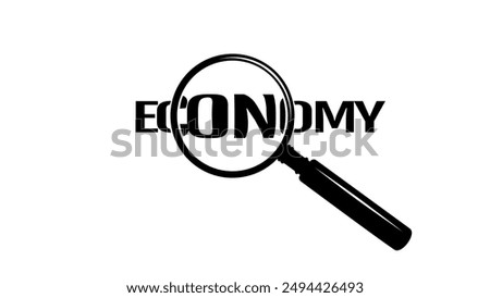 Economy emblem,Economy under a magnifying glass, black isolated silhouette