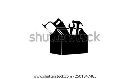 Toolbox emblem,,Engineering and construction repair, black isolated silhouette