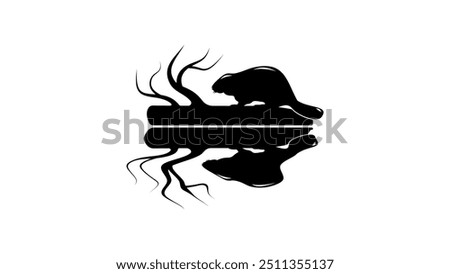 beaver emblem, black isolated silhouette