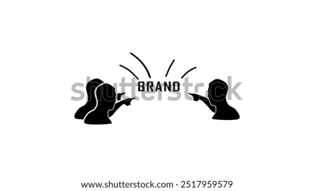 Brand awareness, Black Isolated Silhouette