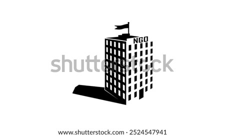 NGO Building, black isolated silhouette