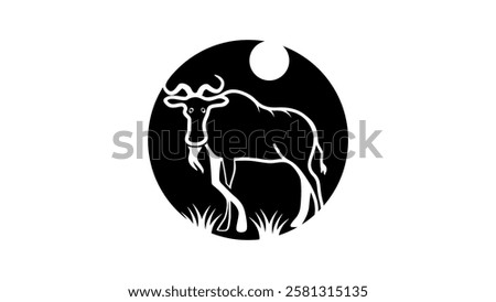 GNU symbol, black isolated silhouette