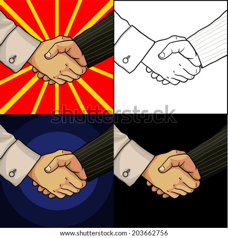 Set of business handshake cartoon hands of two men