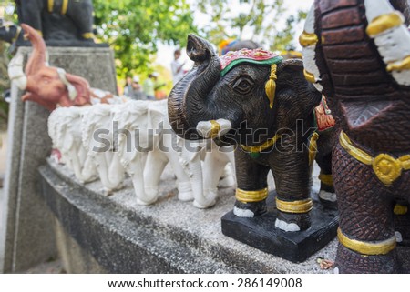 Elephant sculpture to worship in the temple or the place for worship , thai style.