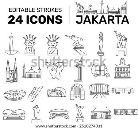 Jakarta icon set, editable strokes