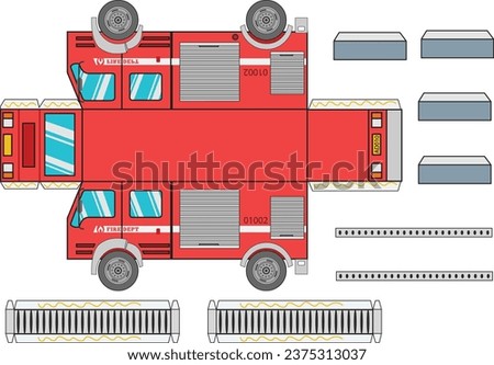 Fire engine firefighting emergency vehicle or red firetruck Truck 3D PRINTABLE Heavy vehicles, Paper Craft, Ready to print