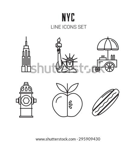 New York City. Line icons set. Vector eps 10