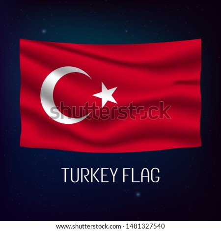 Turkey flag waving with the wind, 3D illustration.(Turkish: Turkiye 3 Boyutlu Vektorel Bayrak) Stok fotoğraf © 