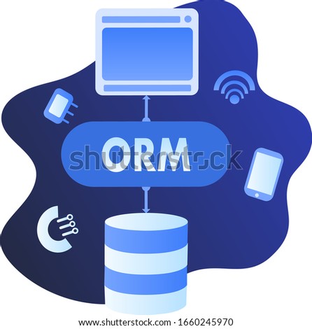 vector illustration of ORM (Object-Relational Mapping) in a flat style