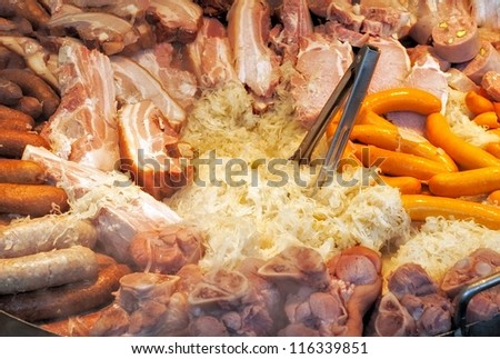 Similar – Image, Stock Photo Choucroute Meat Sausage