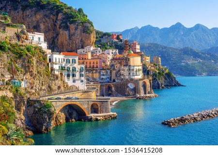 Atrani town by Amalfi on beautiful mediterranean Amalfi coast, Naples, Italy Foto d'archivio © 