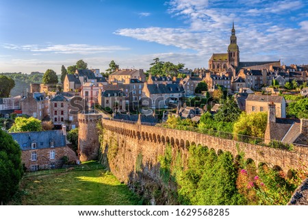 Historical walled Old town of Dinan, Brittany, France Foto stock © 