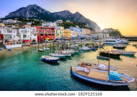Image, Stock Photo The island of Capri in the fog