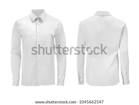 White color formal shirt with button down collar isolated on white Foto stock © 