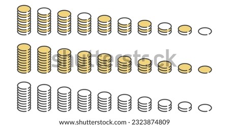 An image set in which 10 coins are stacked