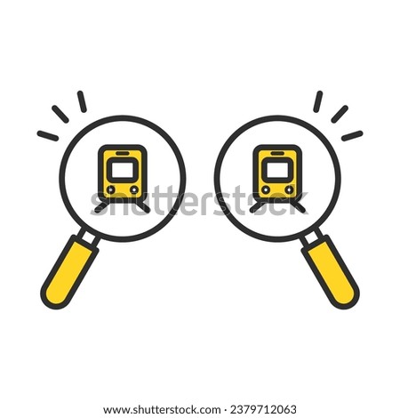 Magnifying glass icon to search train time, traffic, route map, station, subway, transfer