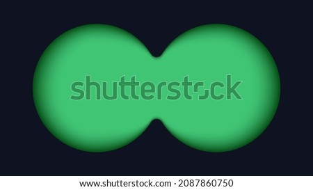 Binoculars viewfinder template. Realistic 3d illustration of transparent gradient lens. Vector card of view binoculars with soft blurry edges and green color transparency fields.