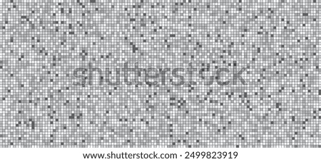 Disco ball silver pattern. Grey square mosaic backdrop. Night club metallic background with mirror foil texture. Vector illustration of vintage abstract shining grayscale halftone wallpaper.