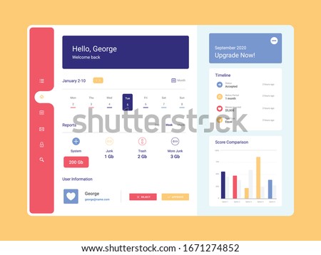 Computer Report Stats Website Concept, UX, UI design, Minimalist Design and Editable File